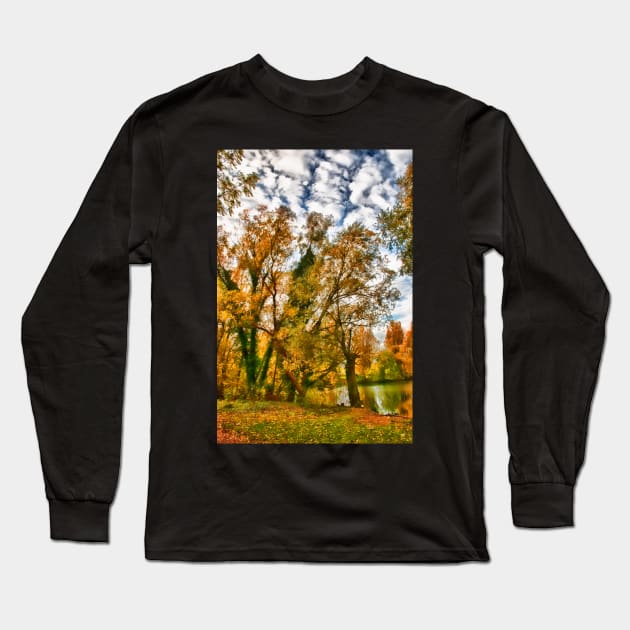 Watercolour Lakeside Long Sleeve T-Shirt by InspiraImage